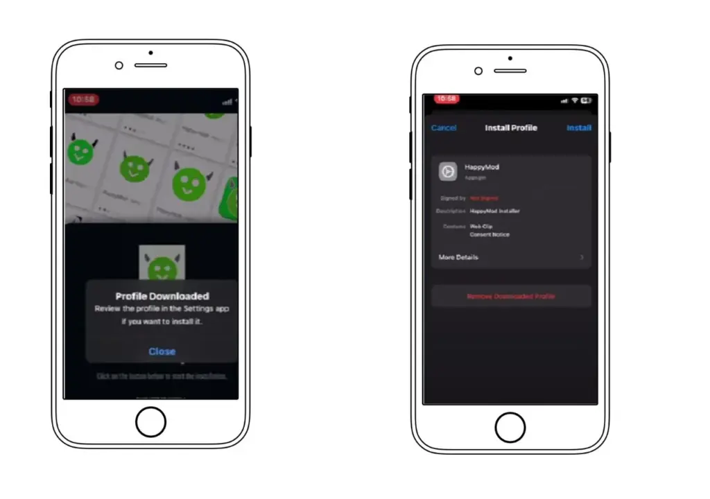 Profile downloaded & Click on Install